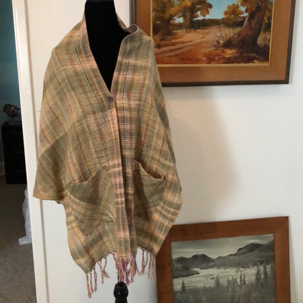 Cotton weave poncho wrap